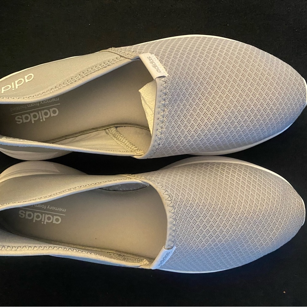 Adidas Light Gray Mesh Slip-On Shoes